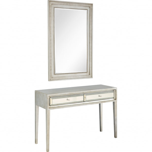 Homeroots Antiqued Silver Finish Mirror And Console Table   396813