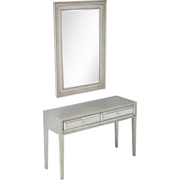 Homeroots Antiqued Silver Finish Mirror And Console Table   396813