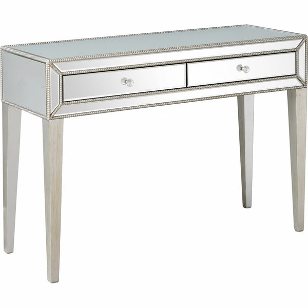 Homeroots 48" Silver Mirrored Glass Console Table   396814