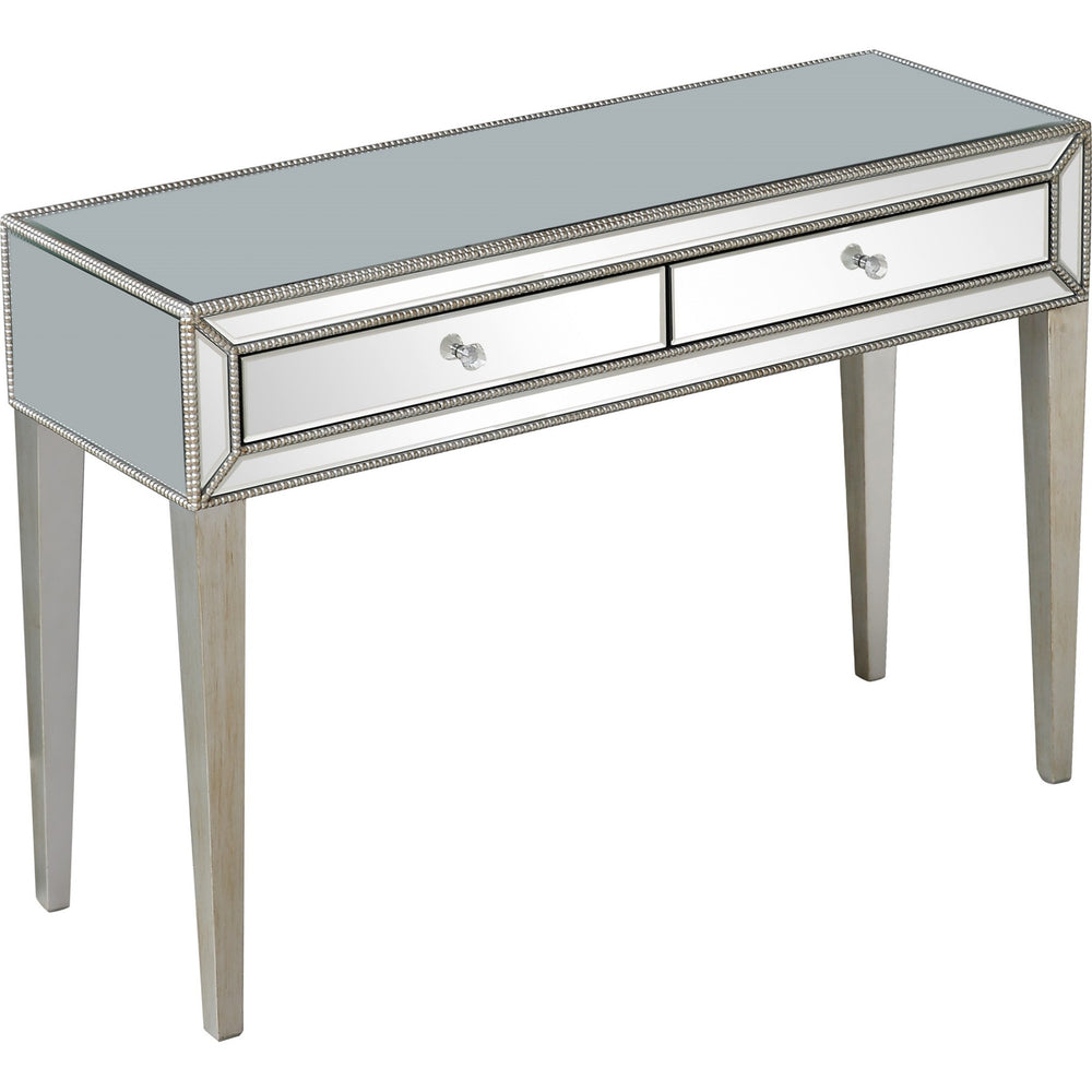 Homeroots 48" Silver Mirrored Glass Console Table   396814