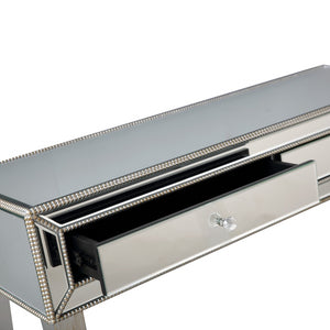 Homeroots 48" Silver Mirrored Glass Console Table   396814