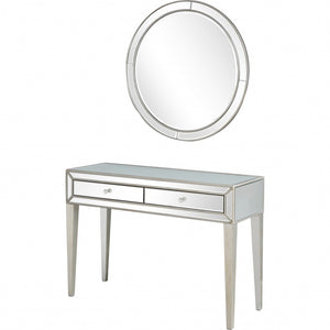 Homeroots 48" Silver Mirrored Glass Console Table   396815