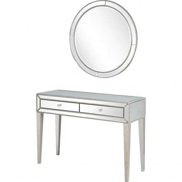 Homeroots 48" Silver Mirrored Glass Console Table   396815