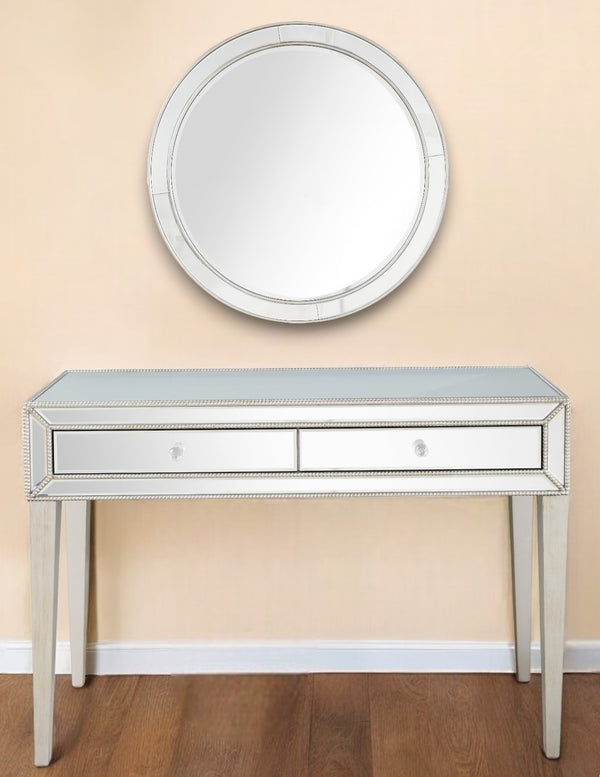 Homeroots 48" Silver Mirrored Glass Console Table   396815
