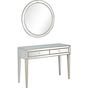 Homeroots 48" Silver Mirrored Glass Console Table   396815