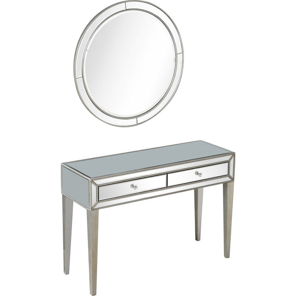 Homeroots 48" Silver Mirrored Glass Console Table   396815