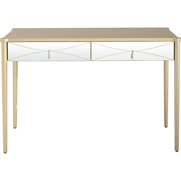 Homeroots 48" Champagne Mirrored Glass Console Table   396816