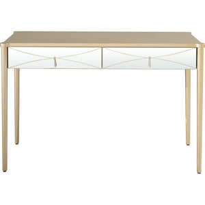 Homeroots 48" Champagne Mirrored Glass Console Table   396816