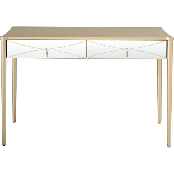 Homeroots 48" Champagne Mirrored Glass Console Table   396816