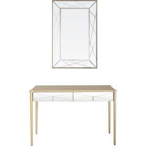 Homeroots 48" Champagne Mirrored Glass Console Table   396817