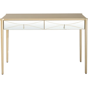 Homeroots 48" Champagne Mirrored Glass Console Table   396817