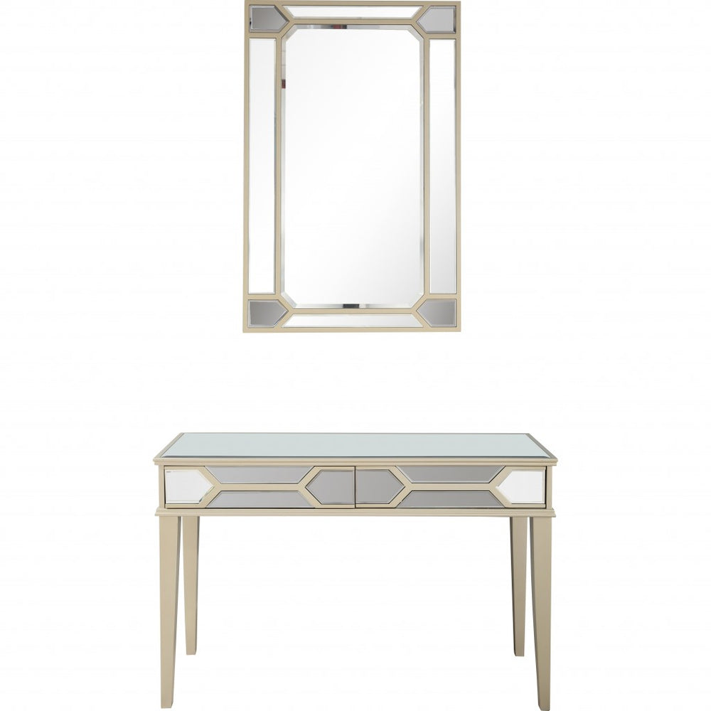 Homeroots Antiqued Silver Mirror And Console Table   396819