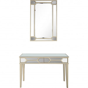 Homeroots Antiqued Silver Mirror And Console Table   396819