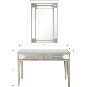 Homeroots Antiqued Silver Mirror And Console Table   396819