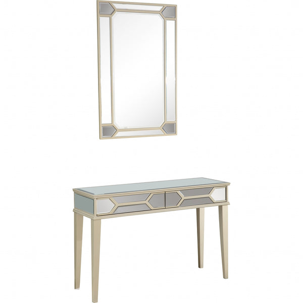 Homeroots Antiqued Silver Mirror And Console Table   396819