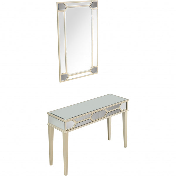 Homeroots Antiqued Silver Mirror And Console Table   396819