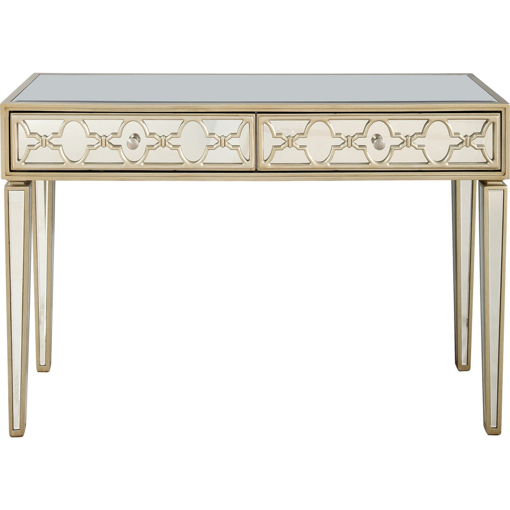 Homeroots Champagne Glass Mirror Console Table   396820