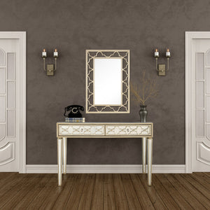 Homeroots Champagne Glass Mirror Console Table   396820