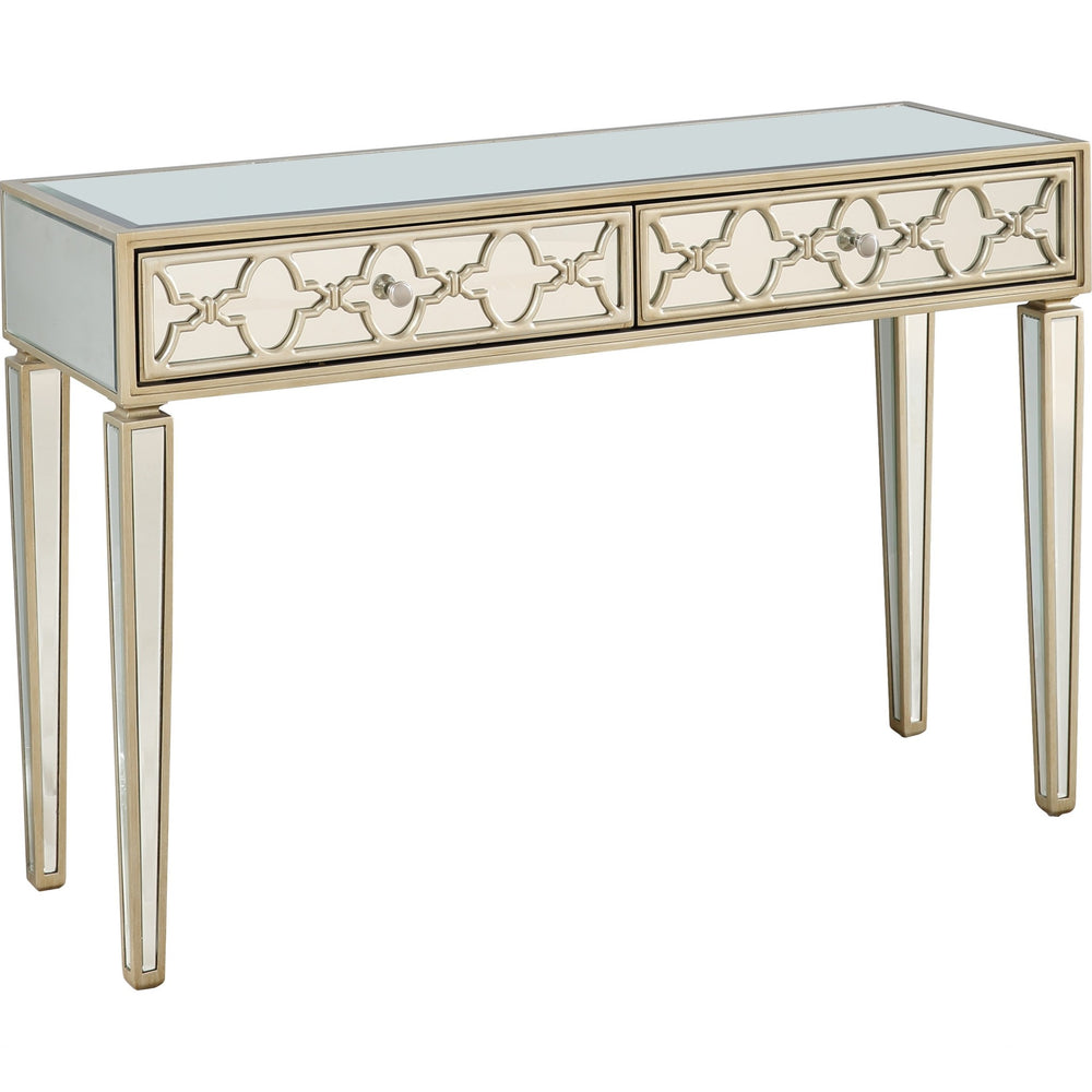Homeroots Champagne Glass Mirror Console Table   396820
