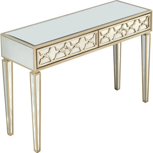 Homeroots Champagne Glass Mirror Console Table   396820