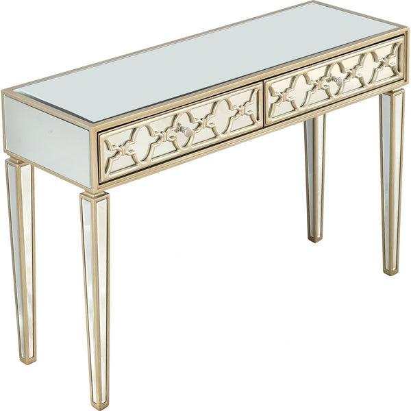 Homeroots Champagne Glass Mirror Console Table   396820