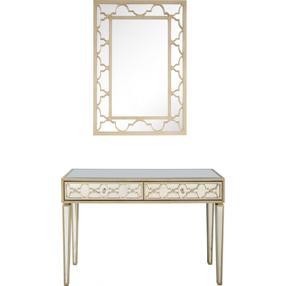Homeroots Champagne Glass Mirror And Console Table   396821