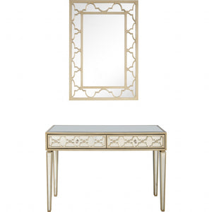 Homeroots Champagne Glass Mirror And Console Table   396821