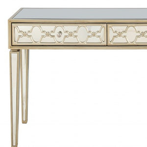 Homeroots Champagne Glass Mirror And Console Table   396821