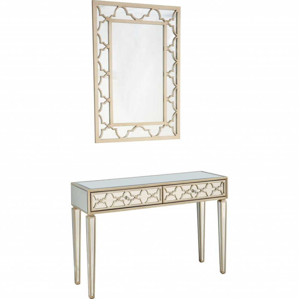 Homeroots Champagne Glass Mirror And Console Table   396821