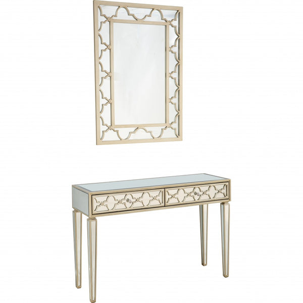 Homeroots Champagne Glass Mirror And Console Table   396821