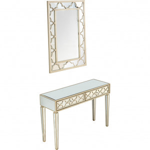 Homeroots Champagne Glass Mirror And Console Table   396821