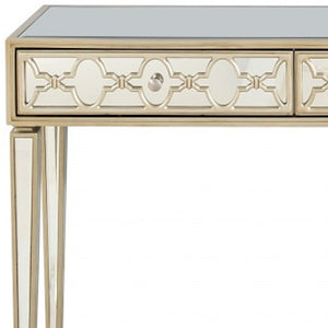 Homeroots Champagne Glass Mirror And Console Table   396821