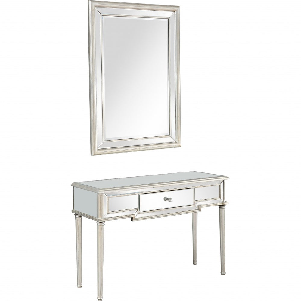 Homeroots Silver Leaf Antiqued Mirror And Console Table   396823