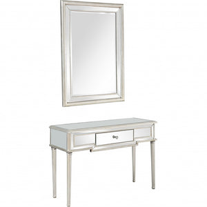 Homeroots Silver Leaf Antiqued Mirror And Console Table   396823