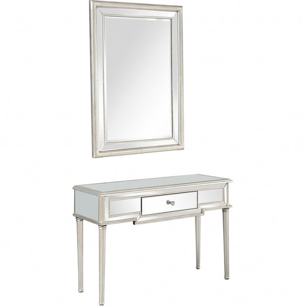 Homeroots Silver Leaf Antiqued Mirror And Console Table   396823