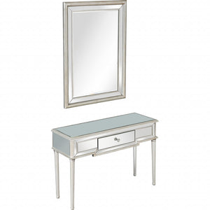 Homeroots Silver Leaf Antiqued Mirror And Console Table   396823