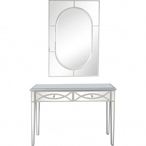 Homeroots 48" Silver Mirrored Glass Console Table And Drawers   396825