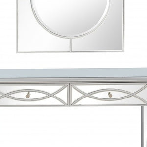 HomeRoots 48" Silver Mirrored Console Table with Drawers - Elegant Storage for Entryways, Living Rooms & Offices 396825