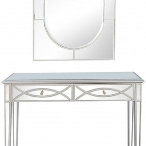 HomeRoots 48" Silver Mirrored Console Table with Drawers - Elegant Storage for Entryways, Living Rooms & Offices 396825