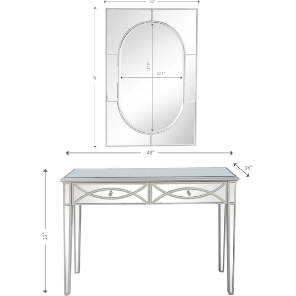 Homeroots 48" Silver Mirrored Glass Console Table And Drawers   396825