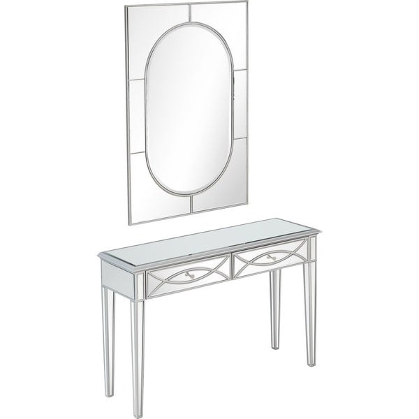 Homeroots 48" Silver Mirrored Glass Console Table And Drawers   396825