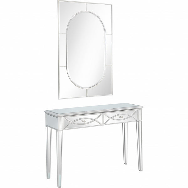 Homeroots 48" Silver Mirrored Glass Console Table And Drawers   396825