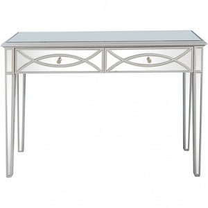 Homeroots 48" Silver Mirrored Glass Console Table And Drawers   396825