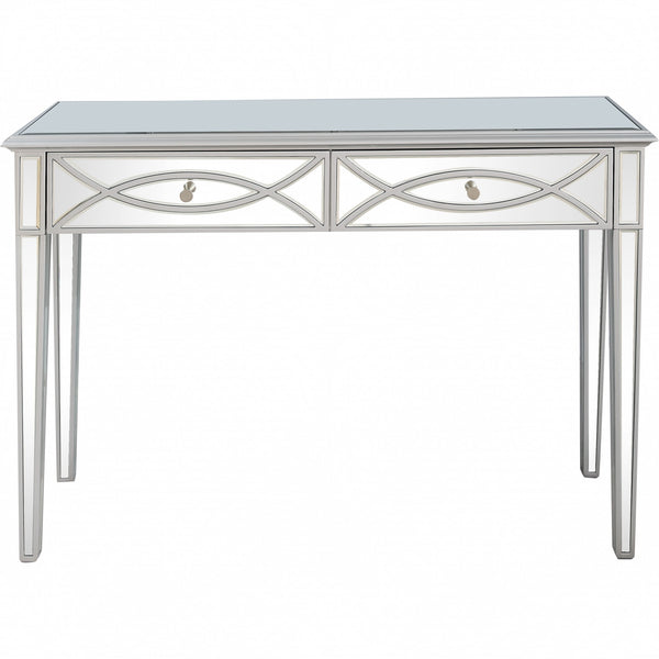 Homeroots 48" Silver Mirrored Glass Console Table And Drawers   396825