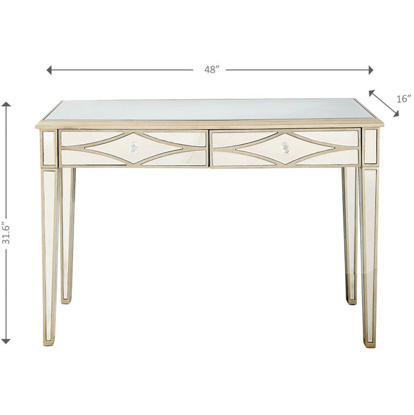 Homeroots Champagne Finish Console Mirror Table   396826