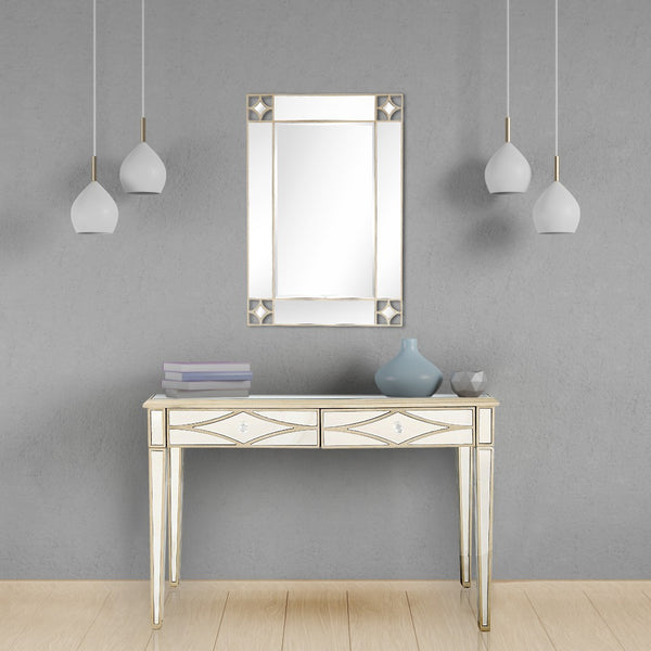 Homeroots Champagne Finish Mirror And Console Table   396827