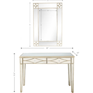 Homeroots Champagne Finish Mirror And Console Table   396827