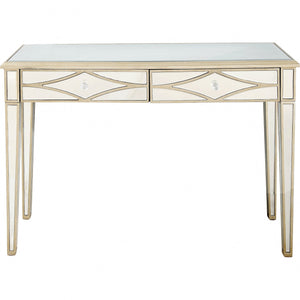 Homeroots Champagne Finish Mirror And Console Table   396827