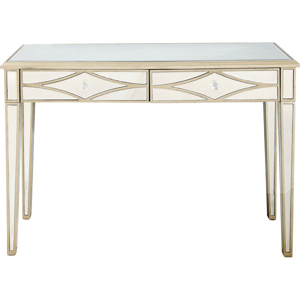 Homeroots Champagne Finish Mirror And Console Table   396827