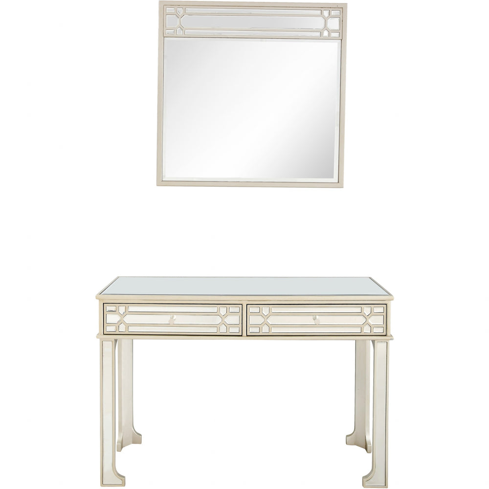 Homeroots 48" Champagne Mirrored Glass Console Table And Drawers   396829